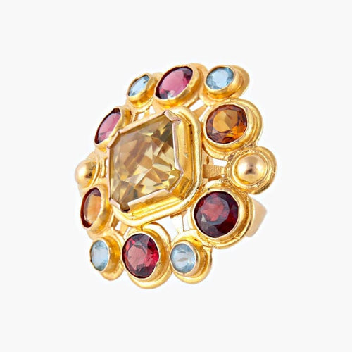 Bague 53 Bague Citrine Topazes Grenats 58 Facettes