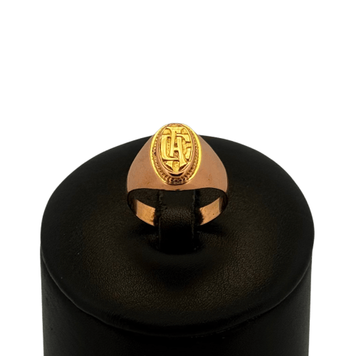 Bague 53 Bague chevalière gravée ovale en or jaune 18 carats, taille 53 58 Facettes 250050