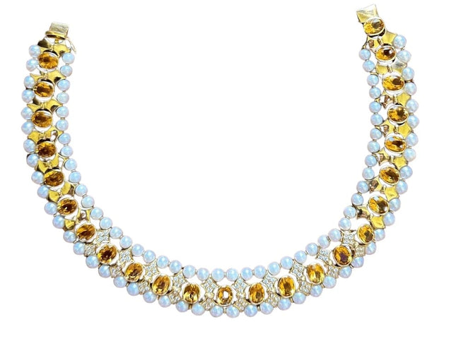 Collier Collier Ras-de-Cou Vintage diamants, citrines et perles 58 Facettes VIN-NECK-I