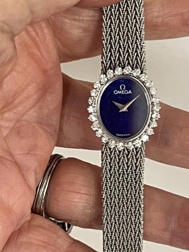 Montre OMEGA - Montre Dame or gris, diamants, lapis 58 Facettes REF. 6580