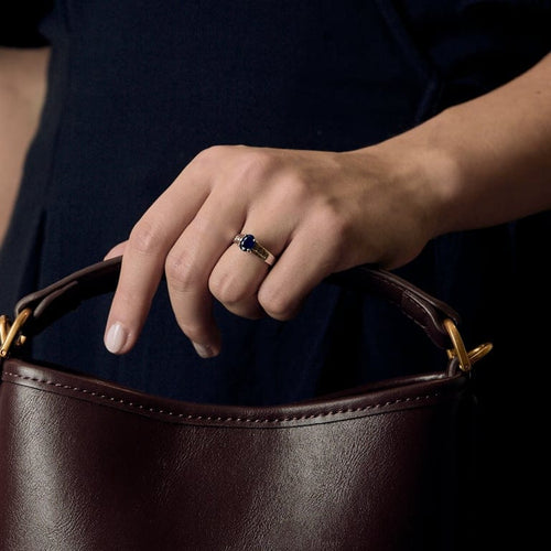 52号戒指 18K白金戒指 蓝宝石 58 Facettes DIE1709