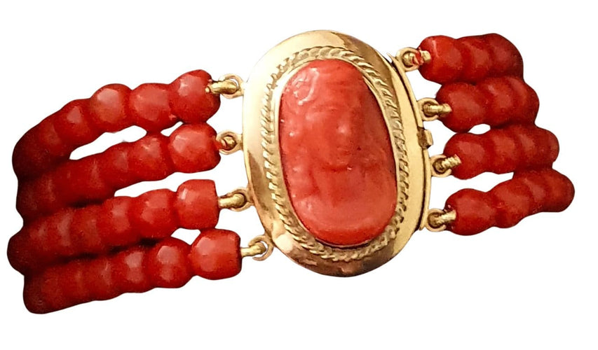 Bracelet Bracelet Or jaune Corail Camée 58 Facettes C 1680