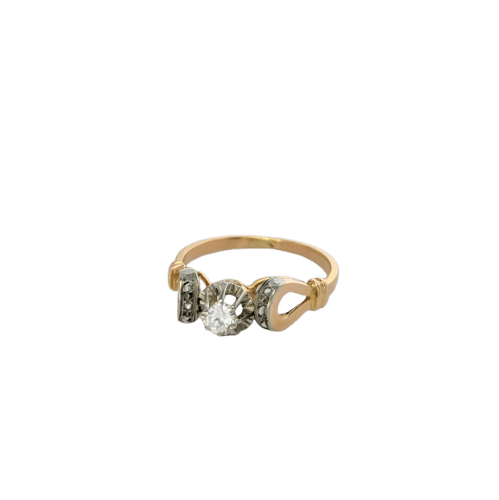 Bague 57 Bague Art déco en or jaune et or blanc sertie de diamants 58 Facettes 25038