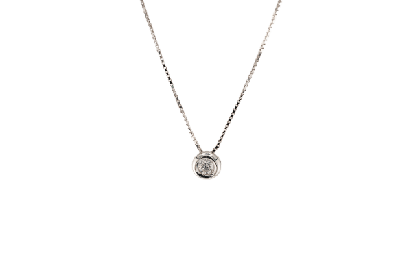 Collier Oro Bianco Collier - Pendentif point lumineux en or blanc 18 kt et diamant 58 Facettes COL198