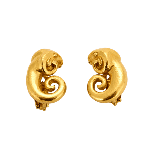 Boucles d'oreilles Zolotas - Clips d'oreilles tête de bélier en or jaune 22k 58 Facettes LJ11