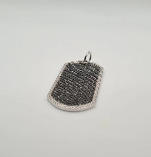 Pendentif Pendentif or blanc serti de diamants noirs et blancs 58 Facettes
