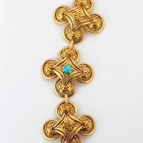 Collier M. Gérard - Sautoir transformable en or jaune 18k, émeraudes, turquoises et émail 58 Facettes