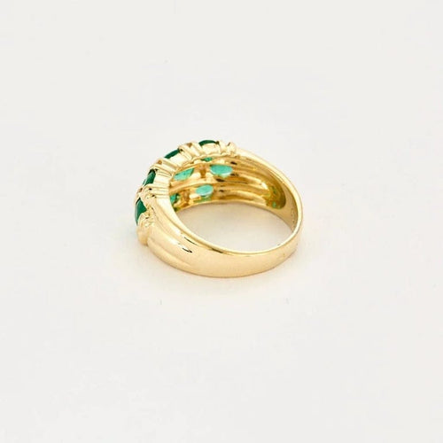 Bague 54 Bague trois rangs en or jaune 18k et émeraudes, diamants 58 Facettes ALGU34