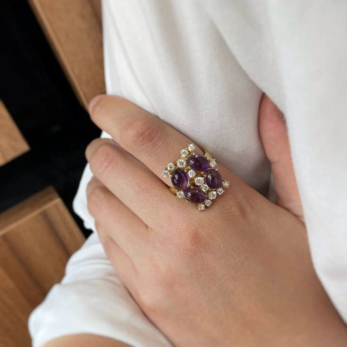 Bague 59 Bague - Or, améthystes et diamants 58 Facettes 250184R
