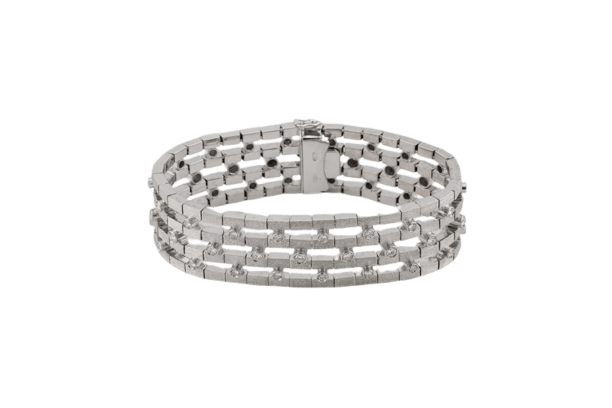 Bracelet Oro Bianco Bracelet en or blanc satiné avec diamants 58 Facettes brc31