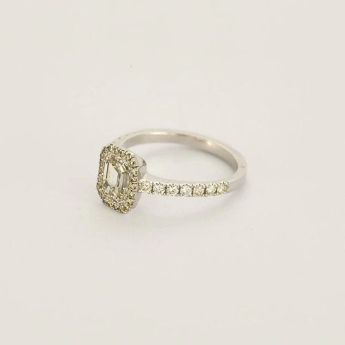 Bague 50 Bague - Solitaire diamant taille rectangle en or blanc 18k et diamants 58 Facettes LJ22-1