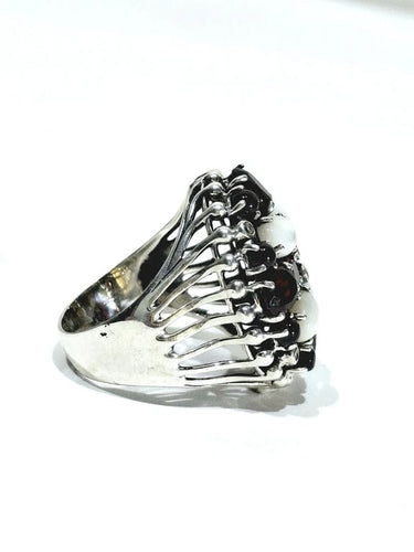 Bague 63 Bague Argent, Nacre Et Grenats 58 Facettes