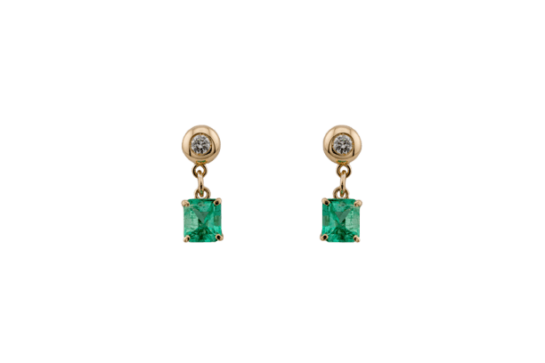 Boucles d'oreilles Oro Giallo Boucles d’oreilles en or jaune 18 kt avec émeraudes et diamants 58 Facettes orc251