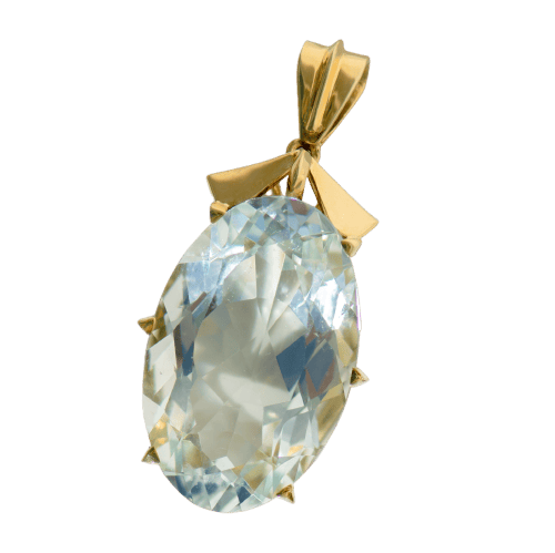 Pendentif Pendentif vintage en or jaune 585 avec aigue-marine ovale 40 ct 58 Facettes 3229-34