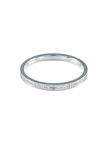 Bague 52.5 Alliance américaine tour complet en or blanc et diamants 58 Facettes 403 00018
