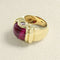 Bague 49 Bague Or Jaune, Pierre Rouge Cabochon et Diamants 58 Facettes 61E00483