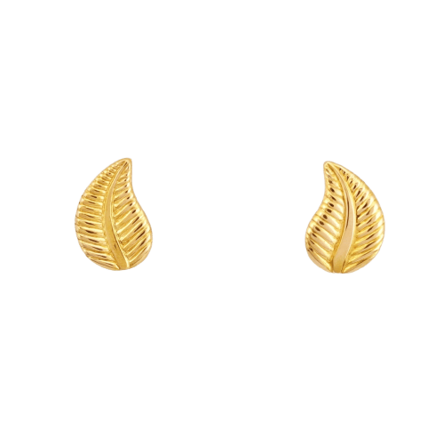 Boucles d'oreilles Boucles d'oreilles feuille stylisée en or jaune 18 carats 58 Facettes 32681