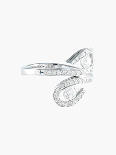 Bague 52.5 Bague en or blanc sertie de diamants entrelacés 58 Facettes 422 00279