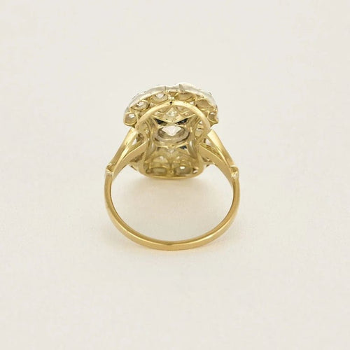 Bague 56 Bague ajourée volutes en or jaune 18k et argent, diamants et saphirs 58 Facettes LJBAV2
