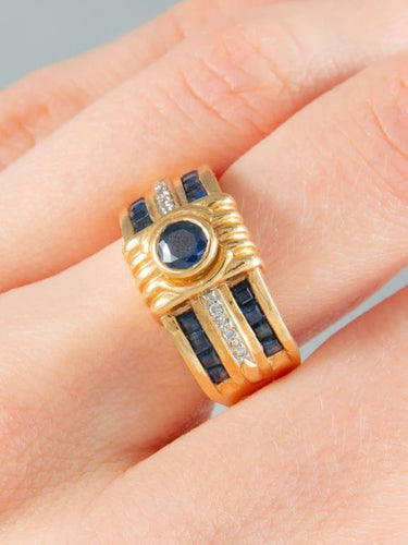 Bague 55 Bague Saphirs et Diamants 58 Facettes