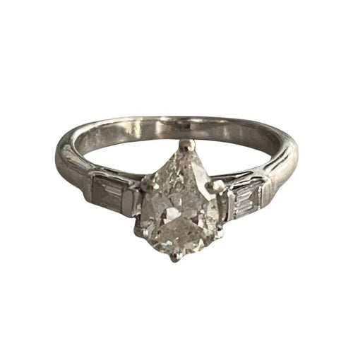 Bague 48 Bague Or Gris Diamant Taille Poire 58 Facettes 5341