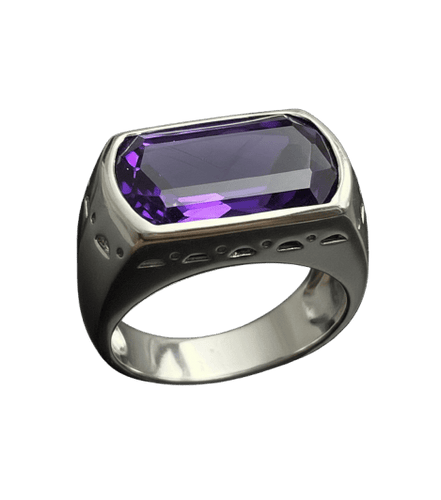 Bague Bague moderne en or blanc 18 carats avec améthyste 58 Facettes