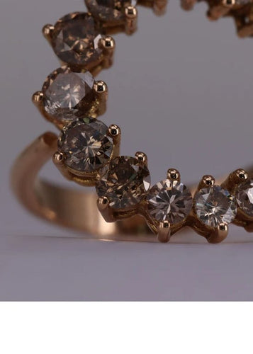 Bague 54 Bague lune en or jaune 18k et diamants marron 58 Facettes P144