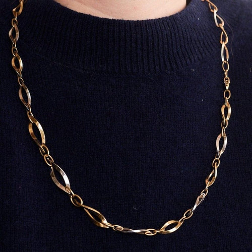 Collier Collier à maillons losangiques en or jaune et or gris 18k 58 Facettes ALGU24