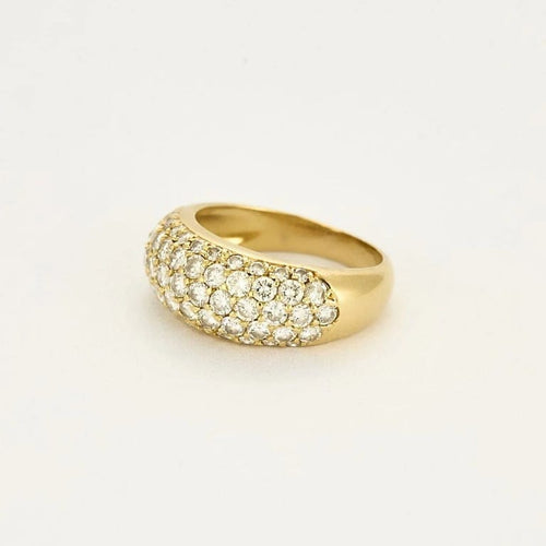 Bague 55 Bague - Bague bandeau en or jaune 18k et diamants 58 Facettes BG10