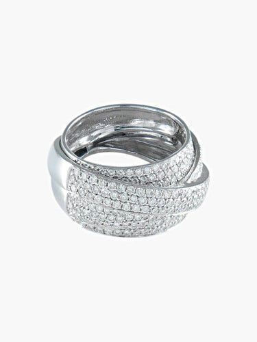 Bague 53 Bague croisée pavée de diamants en or blanc 750 58 Facettes 413 50022