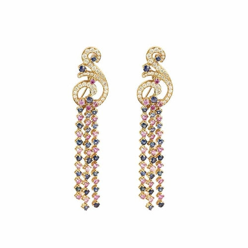 Boucles d'oreilles Boucles d'oreilles note de musique en or rose 18k et saphirs 58 Facettes N2984