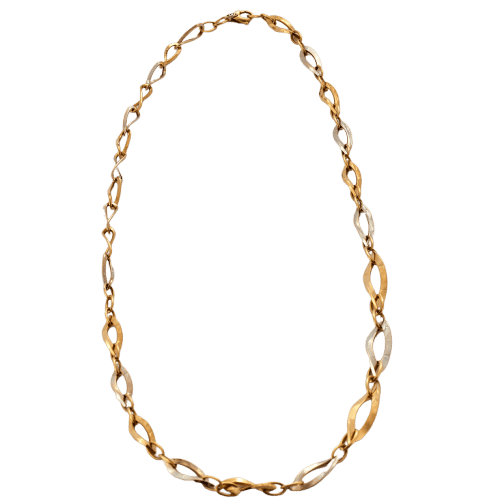 Collier Collier à maillons losangiques en or jaune et or gris 18k 58 Facettes ALGU24