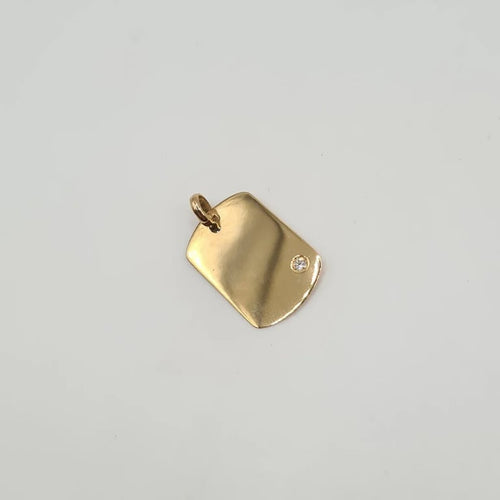 Pendentif Pendentif plaque or jaune sertie d’un diamant naturel 58 Facettes