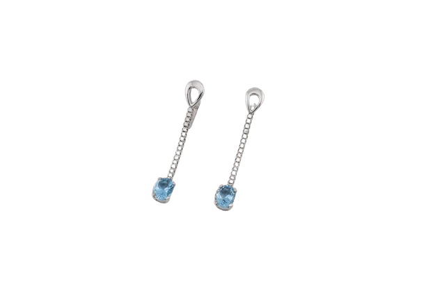 Boucles d'oreilles Oro Bianco Boucles d’oreilles en or blanc 18 carats avec diamants et aigue-marine 58 Facettes ORC197