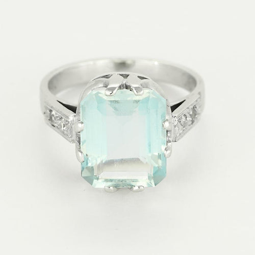 Anello 51 Anello in oro bianco, acquamarina e diamanti 58 Facettes COMP1392