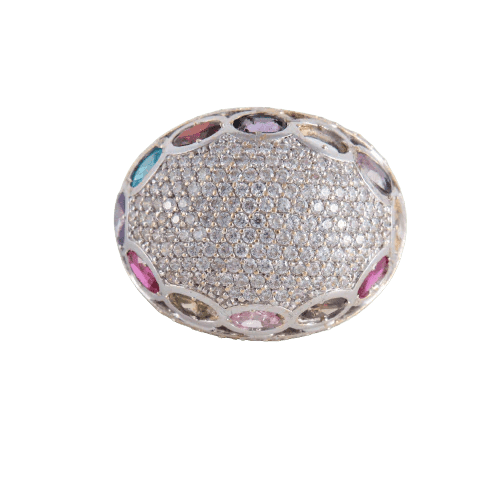 Bague 51 Bague Boule Pavage Diamants et pierres fines 58 Facettes FM96