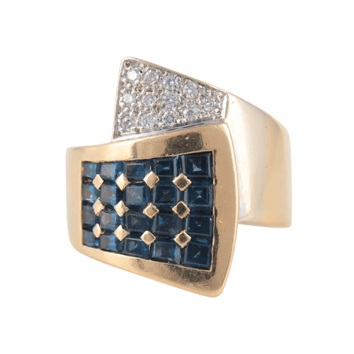 Bague 53 Bague Chevalière Saphirs Diamants 58 Facettes 2062