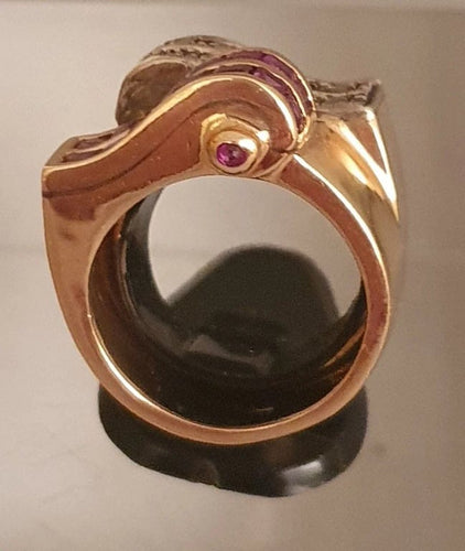 Bague 56 Bague "Vague" 2 Ors Rubis Diamants 58 Facettes R 1369  Ree