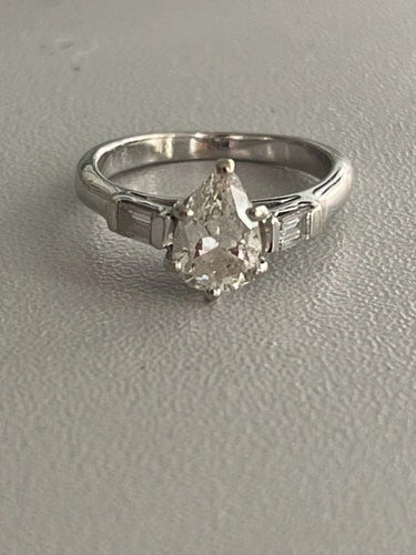 Bague 48 Bague Or Gris Diamant Taille Poire 58 Facettes 5341