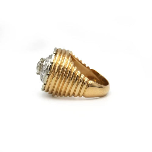 Bague 51 Bague Godronnée - Or jaune, Platine & Diamants 58 Facettes 250060SP