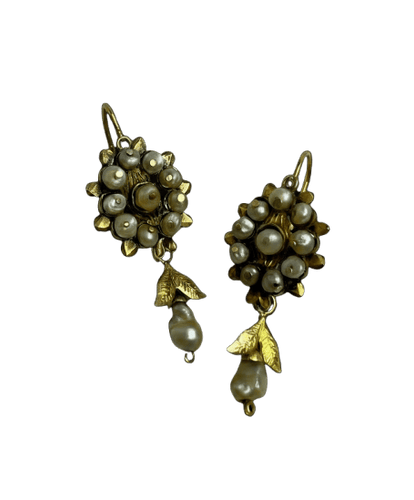 Boucles d'oreilles Boucles d’oreilles dalmates - Perles naturelles en or jaune, XIXe siècle 58 Facettes