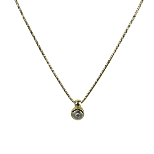 Necklace Snake chain necklace and two-tone 14-carat gold pendant with diamond 58 Facettes 2036
