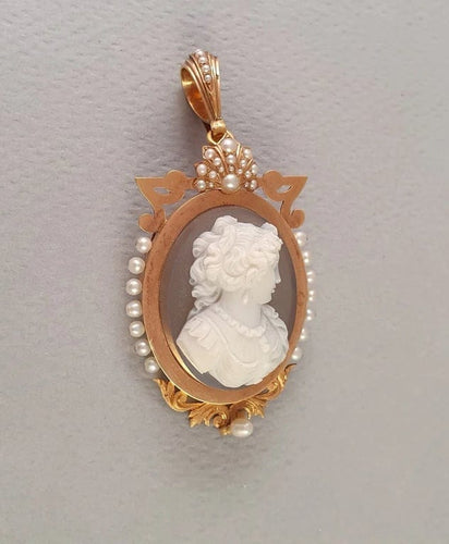 Pendentif Broche- Pendentif or camée agate- 19ème siècle - Napoléon III 58 Facettes R 1517 - meee