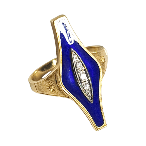 Yüzük 53 18 ayar altın yüzük ile éBağlantı, boyut 53 58 Facettes 2791