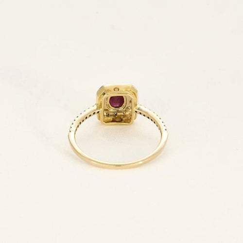 Bague 55.5 Bague rectangle en or jaune et gris 18k, rubis et diamants 58 Facettes PL08