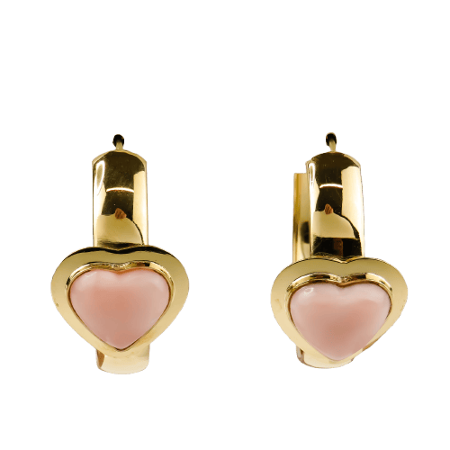 Minđuše kreole od žutog zlata 18 karata sa umetkom od korala 58 Facettes 2515