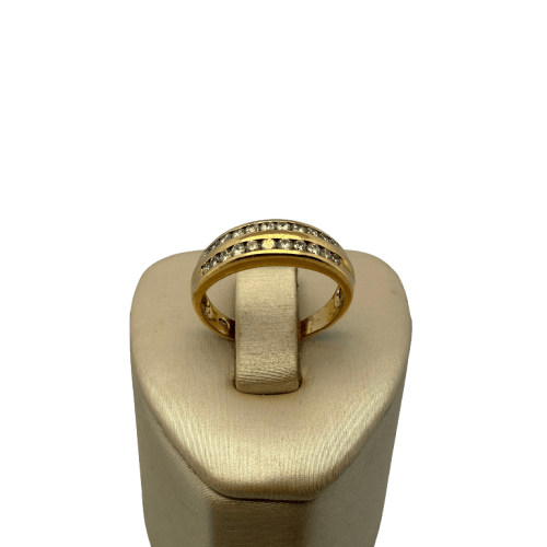 Yüzük 52 Çift sıralı yüzük 18 ayar sarı altın ve 22 adet 0,44 ct pırlanta 58 Facettes 250155