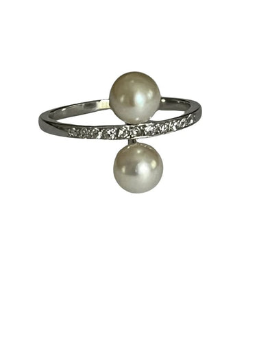 Bague 57 Bague Platine Perles Diamants 58 Facettes 5557