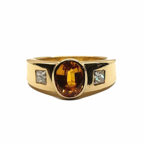 Bague 52 Bague Saphir jaune Diamants 58 Facettes 3402