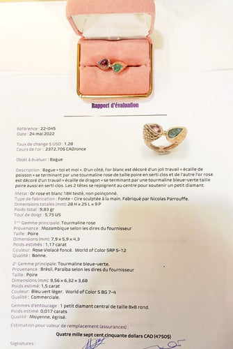 Bague 51 Bague cocktail en or 18 carats (750‰) et tourmalines Paraíba, diamant 58 Facettes bague cocktail 1